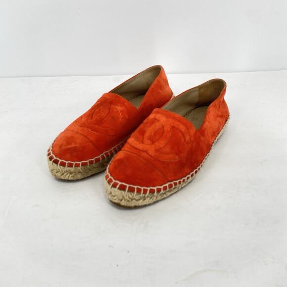 Chanel CC Espadrilles Orange Suede Womens Size Eu 35 US 5 - Picture 1 of 8